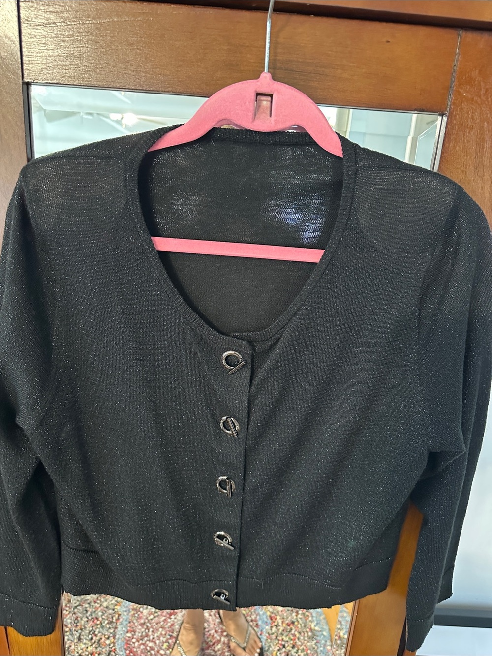 Incredibly classy Calvin Klein Black Metallic Knit hook & loop closure Cardigan
